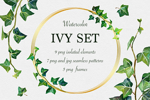 Watercolor ivy set