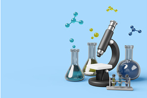 3d laboratory equipment for chemical, a Healthcare Illustration by Marozhkastudio