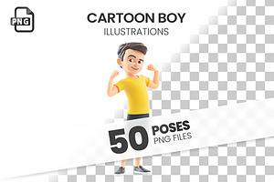 Cartoon Boy – Set of 50 Poses, a Person Illustration by 3DMask