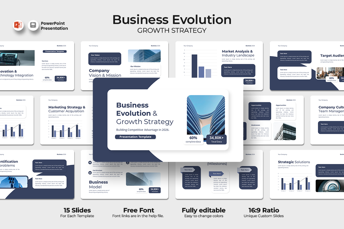 Business Evolution & Growth Strategy, a Presentation Template by QR Design Studio (Photo 1 of 3)