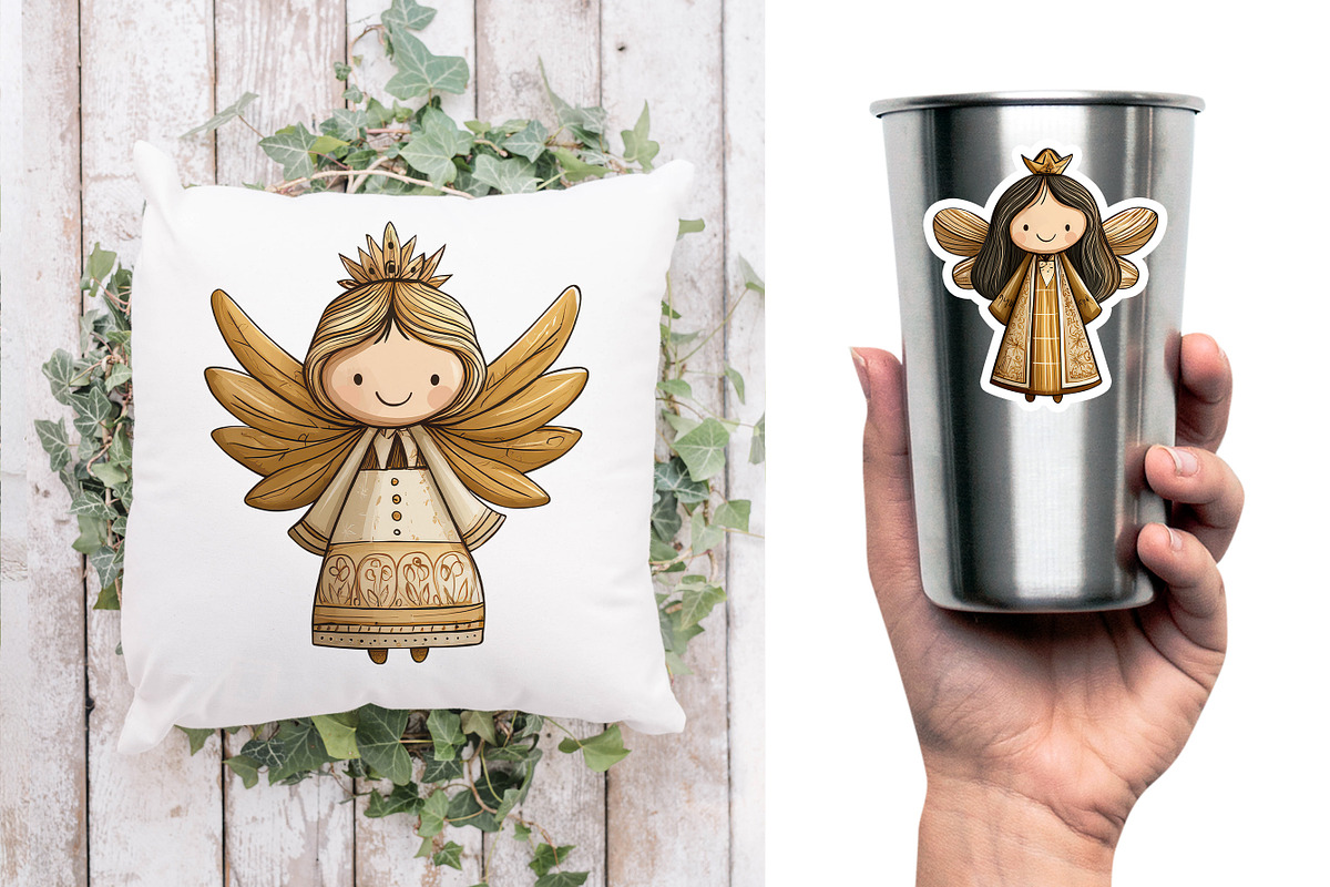 30 Whimsical Christmas Angel Clipart, a Seasonal Illustration by V Design Creator (Photo 5 of 10)