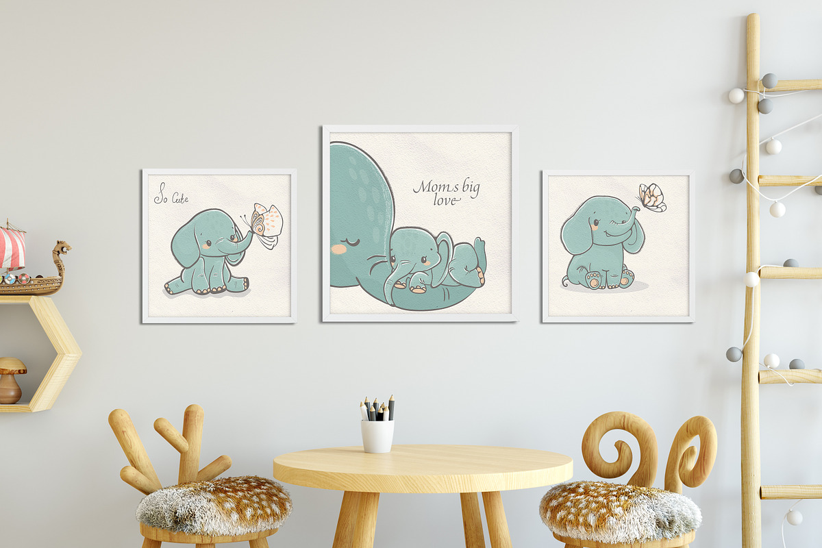 Baby Elephant Watercolor and vector, an Animal Illustration by JaneLane (Photo 1 of 3)