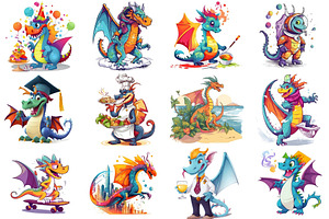 50 Colorful Dragon Cliparts 2