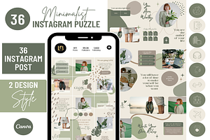 Green Instagram Puzzle Template