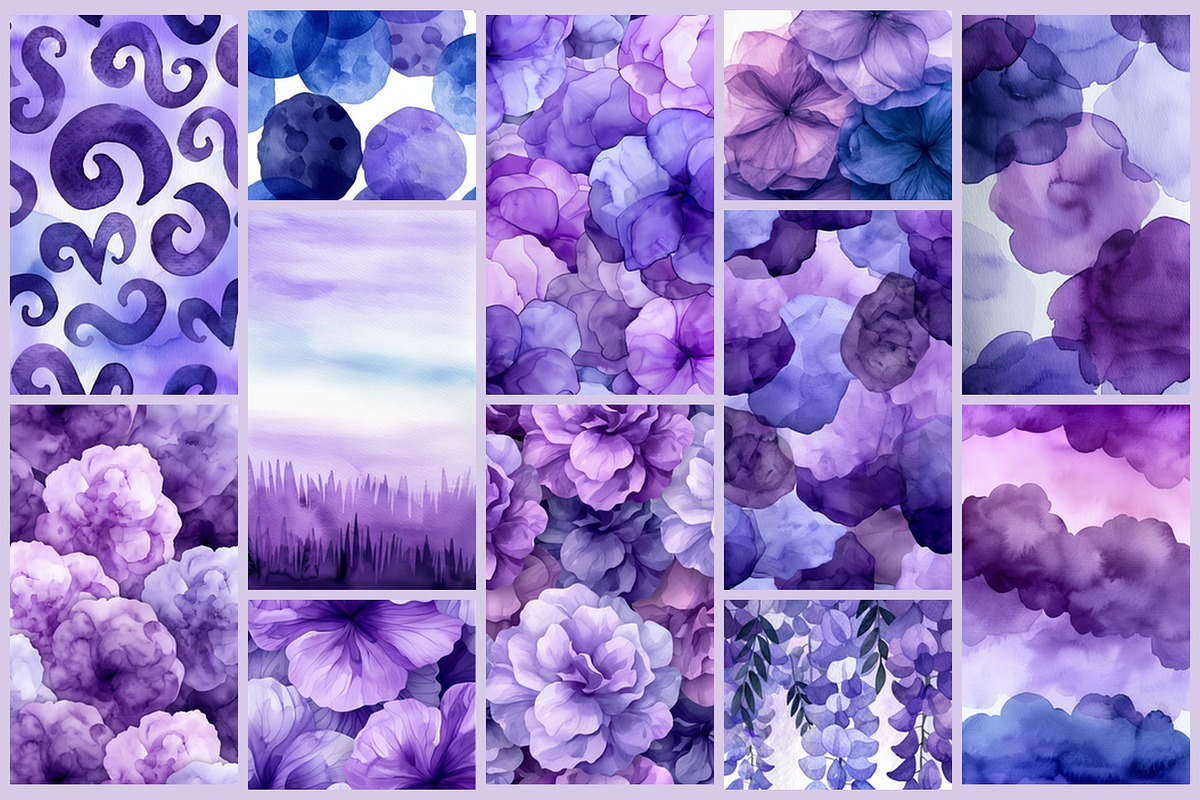 Purple & Violet Watercolor Textures, a Texture Illustration by AI Petr Creative Agency (Photo 3 of 7)