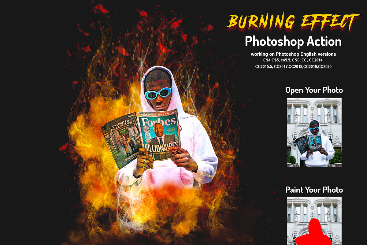 Burning Effect Photoshop Action, an Action Add-On by Studio Retouch