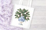 Watercolor Chinoiserie Christmas PNG, a Seasonal Illustration by Canvas Craft (Thumbnail 8 of 10)