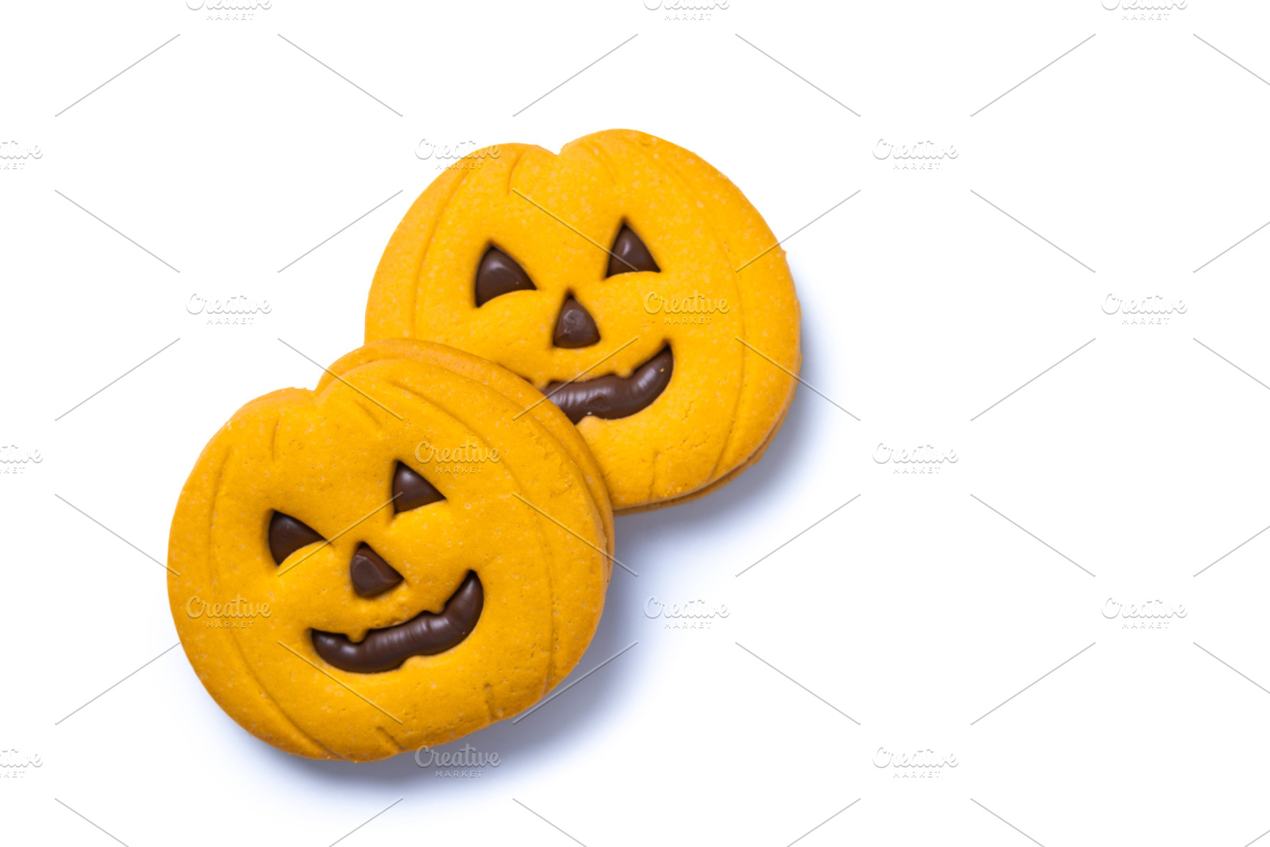 Halloween pumpkin sandwich cookies with chocolate filling, a Food & Drink Photo by etorres69