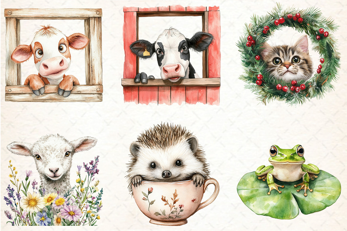 Funny Cute Animal Peeking Clipart, an Illustration by DreamCafeArt (Photo 4 of 6)
