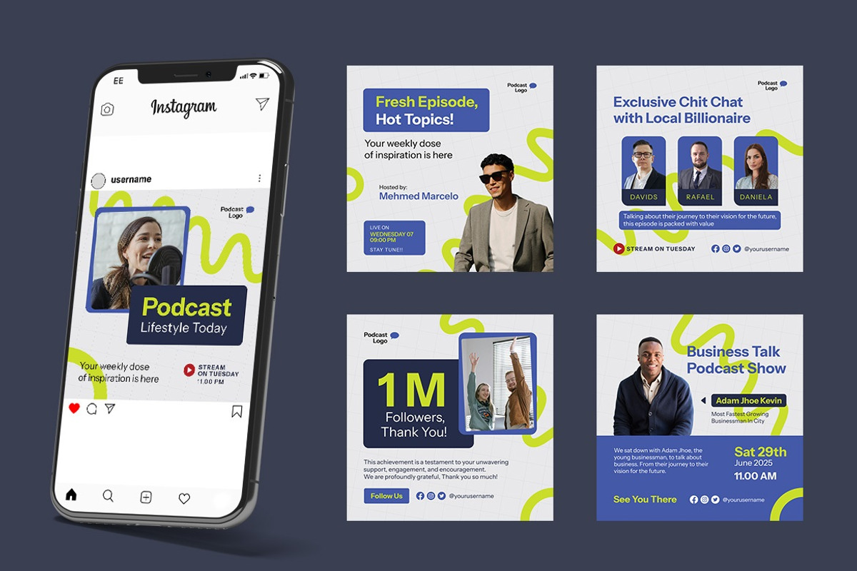 Podcast Instagram Post Template, a Social Media Template by FDR Studio (Photo 4 of 4)