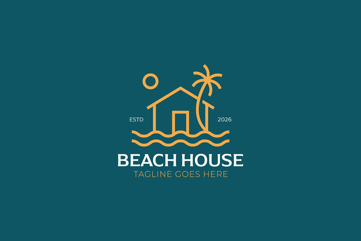 Beach House Logo Tropical Holiday, a Branding & Logo Template by Signatoro (Photo 1 of 3)