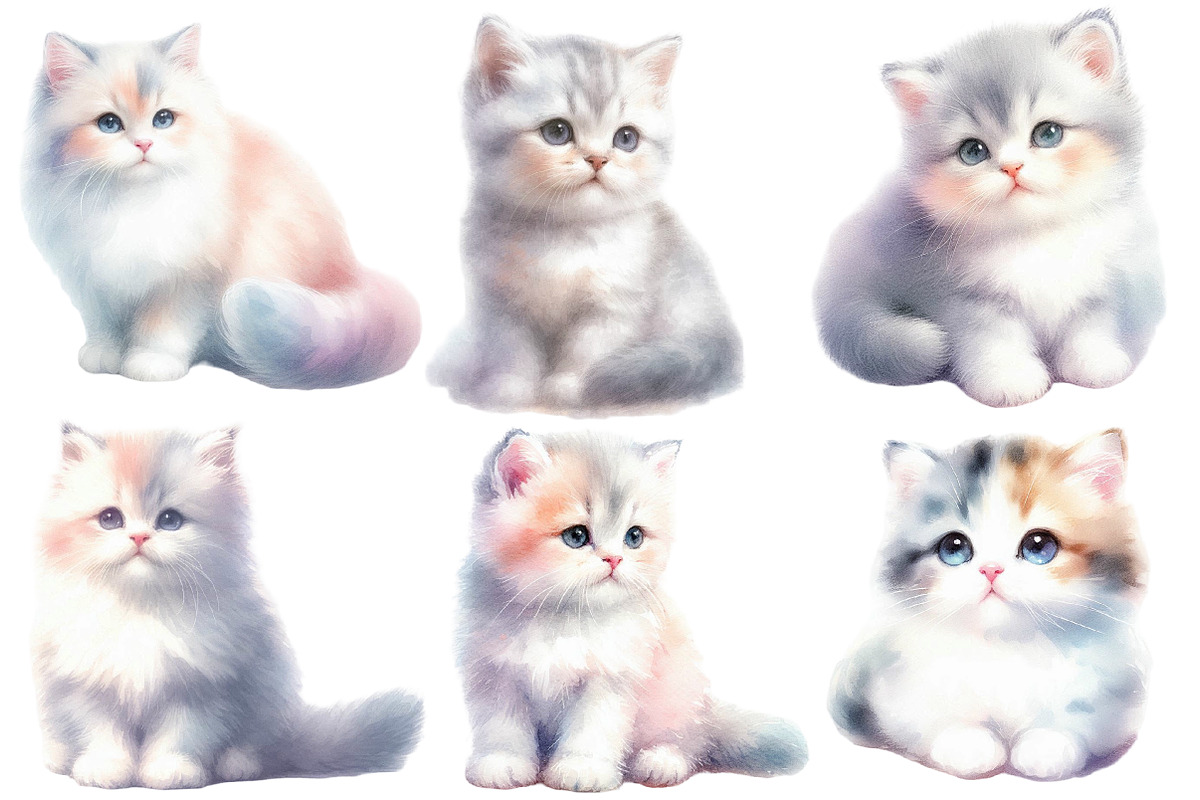 Watercolor Cat clipart, an Illustration by Designworld (Photo 3 of 6)
