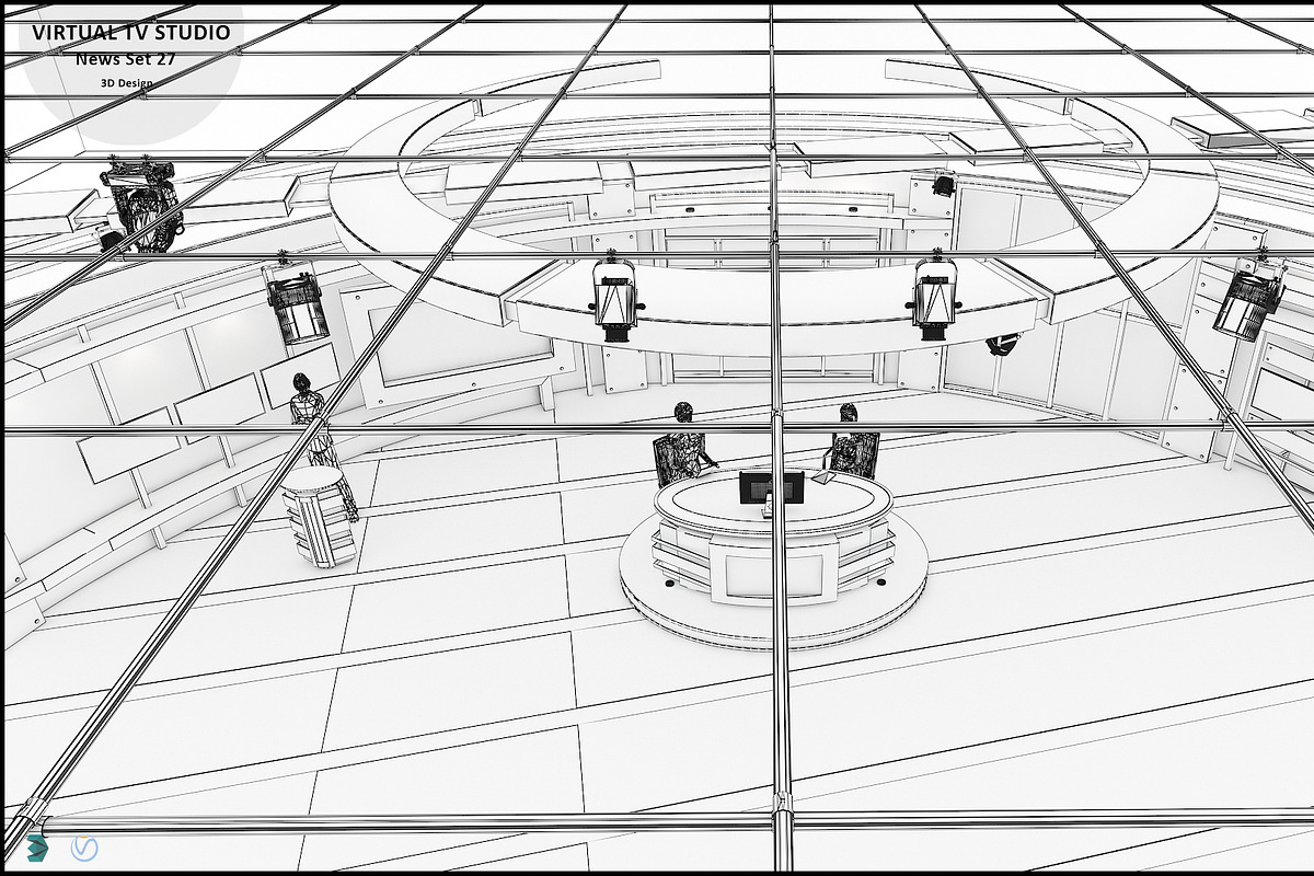 Virtual TV Studio News Set 27, an Architecture 3D Model by akerStudio (Photo 35 of 49)