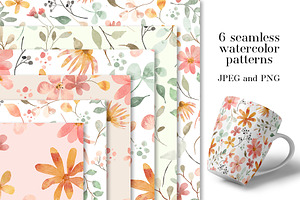 Seamless patterns with wildflowers