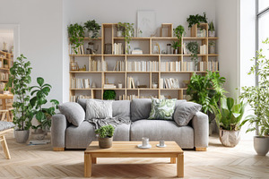 Scandinavian living room with sofa, an Architecture Photo by Virgo Studio