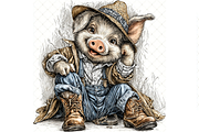 Piglet In Outfit Clipart JPG, an Animal Illustration by Memories By Lea (Thumbnail 15 of 20)