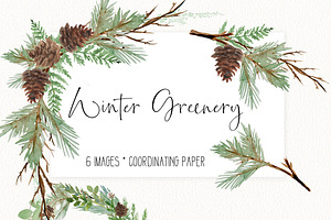 Winter Watercolor Greenery