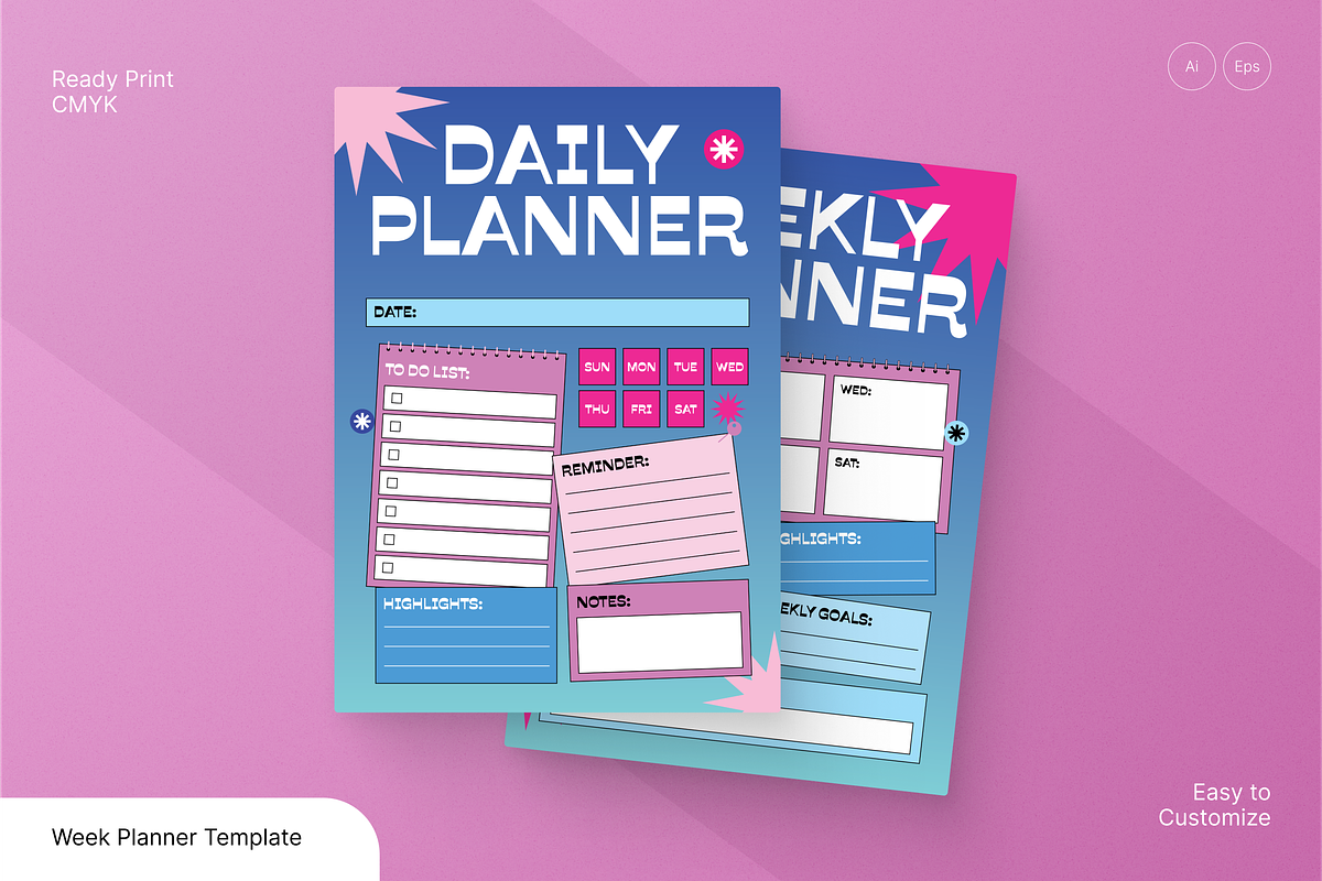 Gradient Daily and Weekly Planner, a Flyer Template by Annora Studio (Photo 1 of 6)