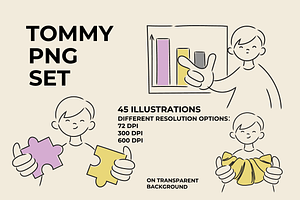 TOMMY PNG LINE ART (45 elements), a Person Illustration by Bonfloret Studio