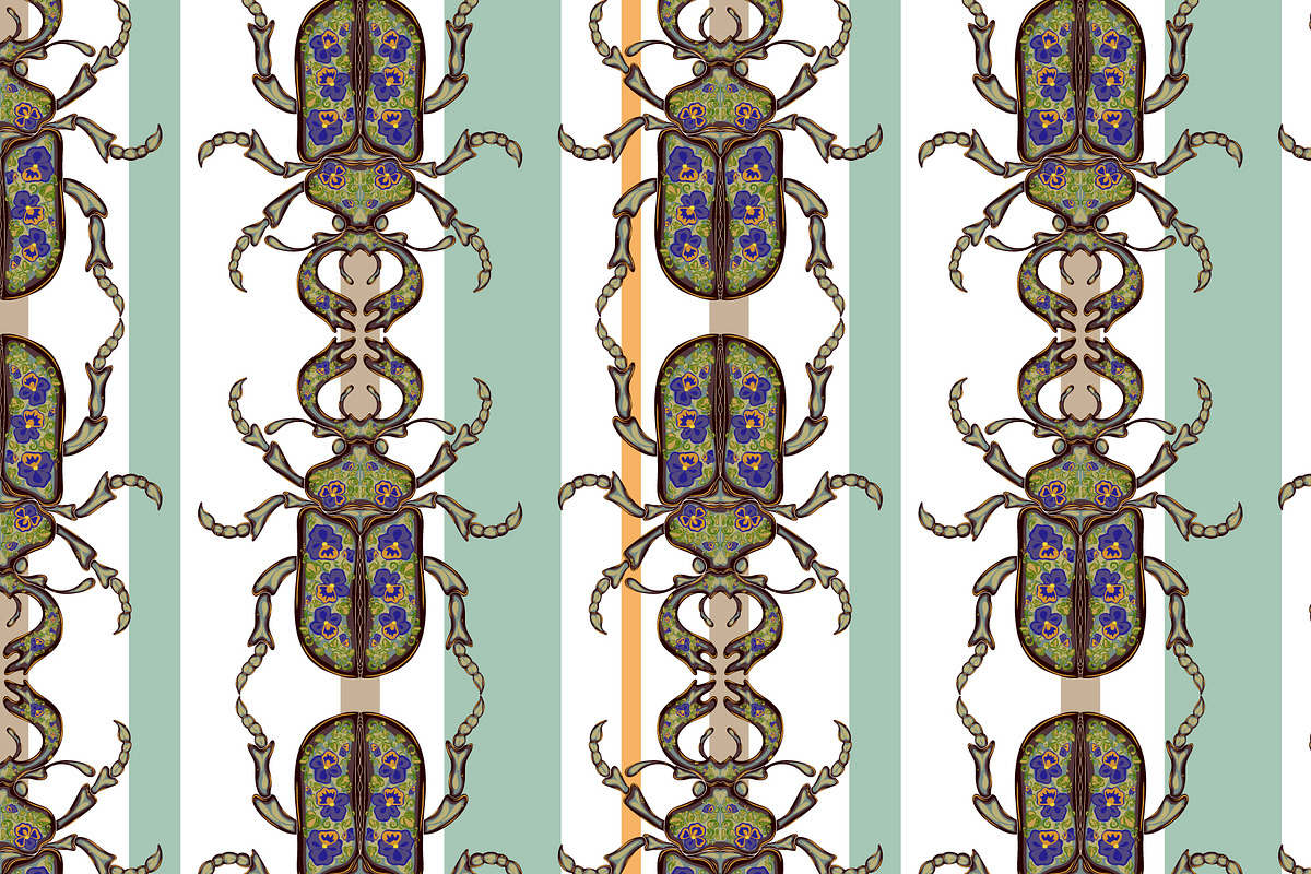Ornamental Beetle Stripe Vector, a Pattern Graphic by NayaChu (Photo 1 of 8)