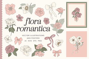 Romantic Floral Vector Illustrations