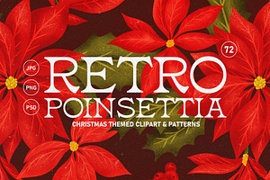 Retro Christmas Floral Set, an Illustration by angelainthefields