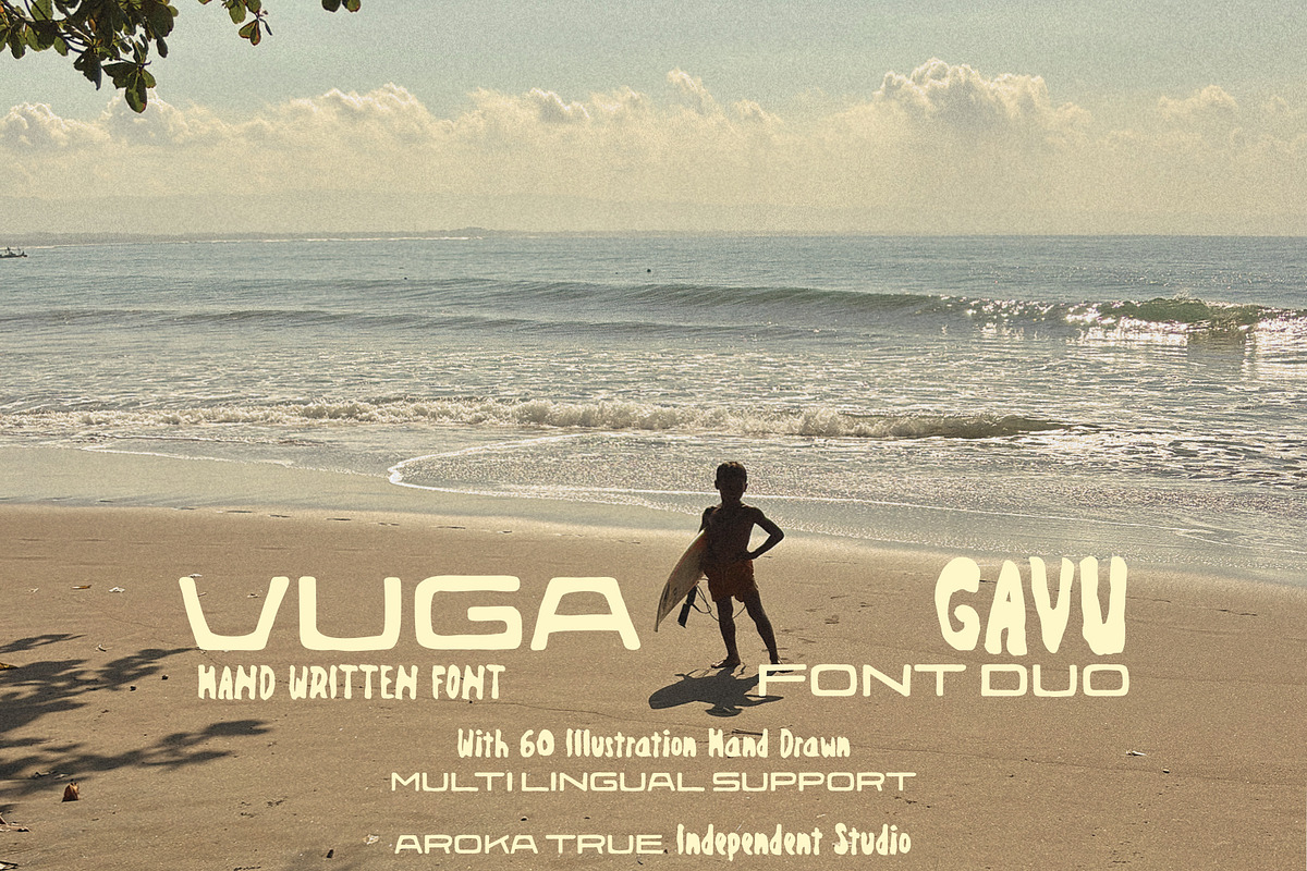VUGA & GAVU Hand Drawn Font, a Handwritten Font by AROKA (Photo 1 of 8)