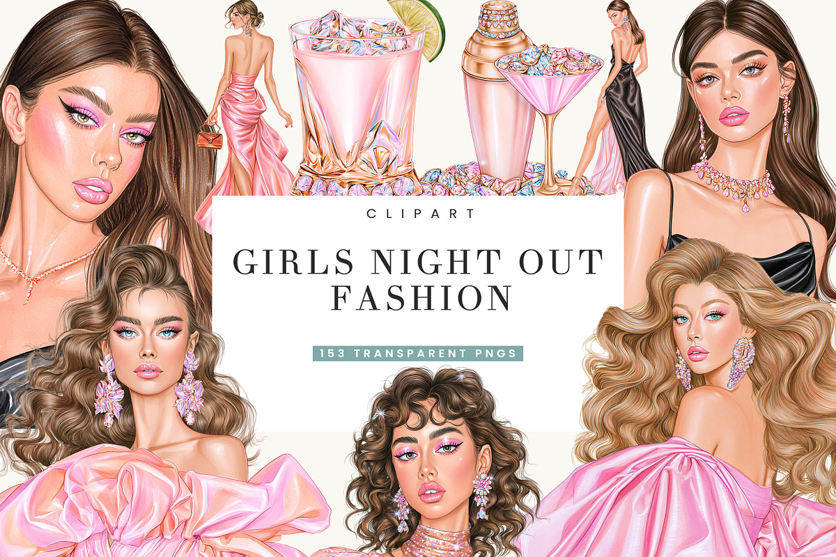 Girls Night Out Clipart Bundle, a Person Illustration by BusyDaydesign (Photo 1 of 9)