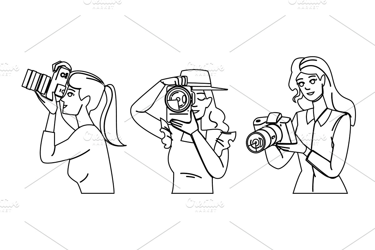 camera outdoor photography vector, a Person Illustration by pikepicture