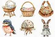 Watercolor Boho Baby Clipart Bundle, an Illustration by Craft Nest (Thumbnail 4 of 6)
