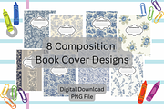 Blue Toile Composition Book Digital, a Pattern Graphic by SmallTownDigital (Thumbnail 1 of 3)