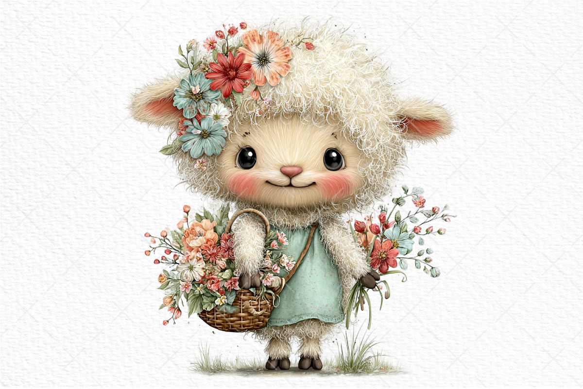 Whimsical Easter Sheep Clipart, an Illustration by Craft Nest (Photo 11 of 11)