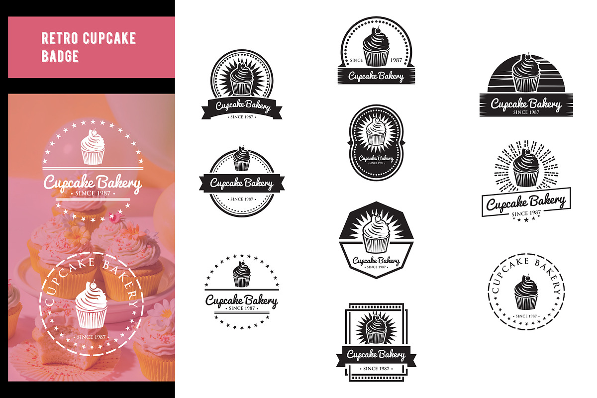 Retro Cupcake Badge, a Branding & Logo Template by mesuka