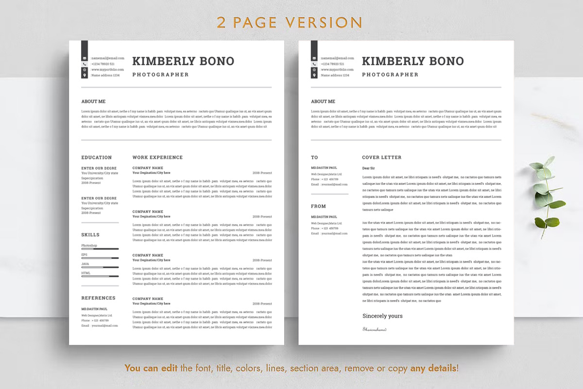 Resume With Cover Letter, a Resume Template by Blackcloud_Creations (Photo 2 of 7)