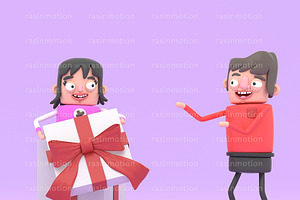 happy smiling couple opening gift