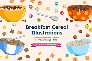 Breakfast Cereal Food Illustrations