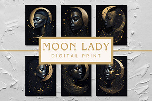 Moon Lady Digital Wall Art Prints