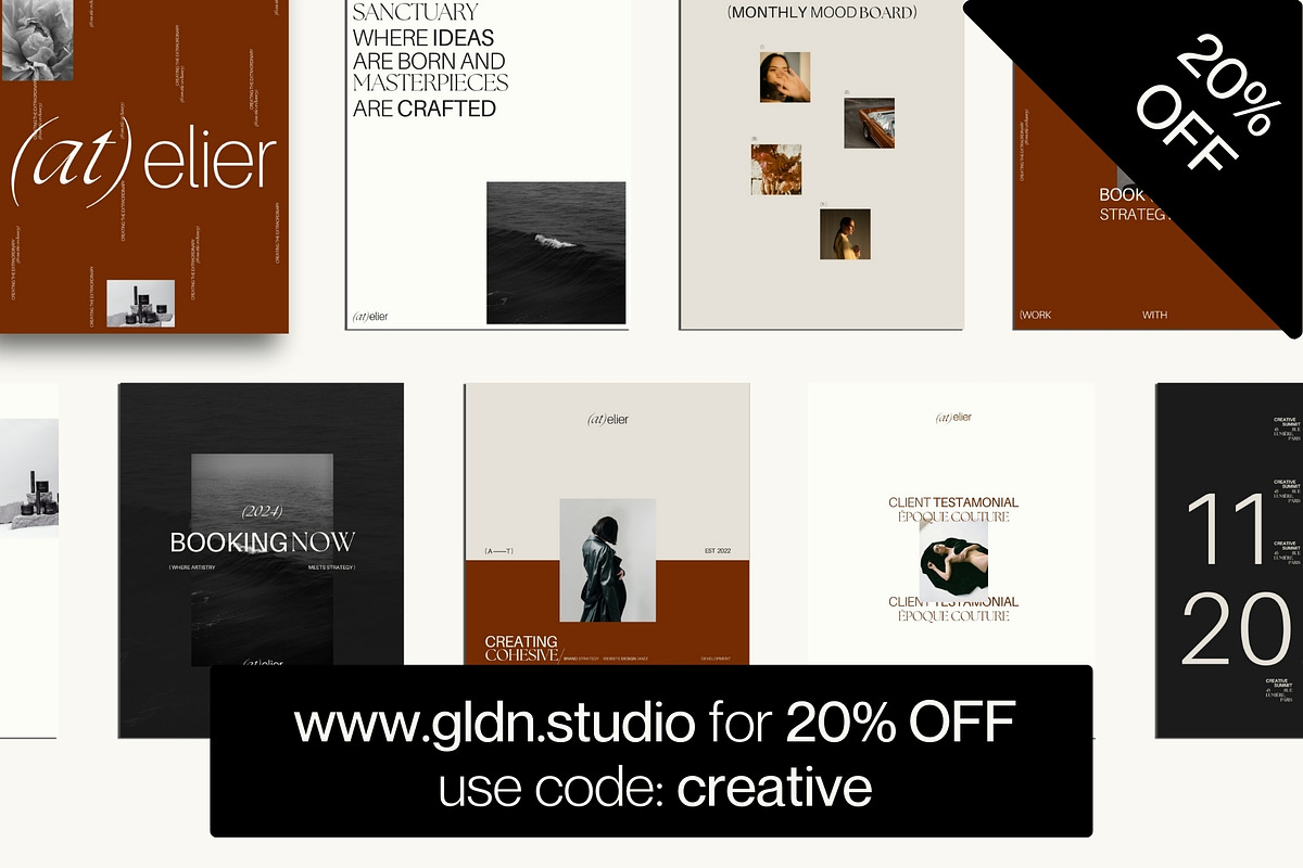 Canva Social Media Kit | Atelier, a Social Media Template by GLDN Studio (Photo 1 of 14)