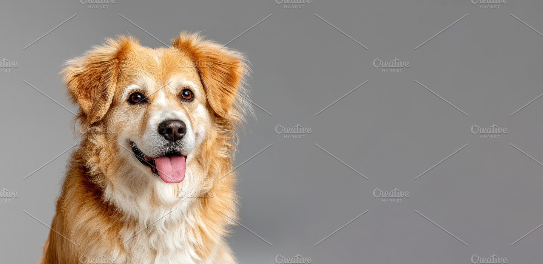 Happy golden retriever mix dog with tongue out looking at camera, an Animal Photo by José Manuel Gelpi