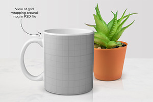 PSD MUG MOCKUP - 11 Oz Mug & Plant