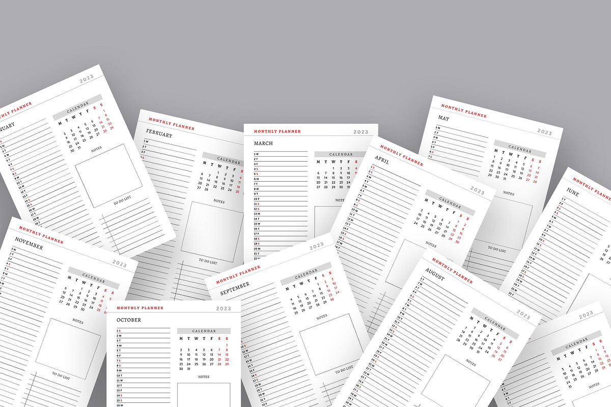2023 Monthly Planner Bundle Pack, a Stationery Template by Design Zone (Photo 2 of 6)