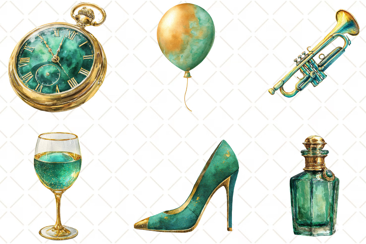 Emerald Nights Green Gold New Year, an Illustration by Black Bird Studio (Photo 3 of 6)