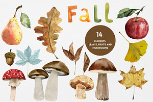 Autumn Watercolor Clipart Pumpkins