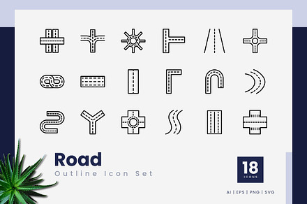 Road Outline Icons, an Outline Icon by Zeer Graphic