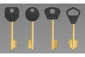 Golden skeleton keys set isolated on, an Object Illustration by art PVP - market