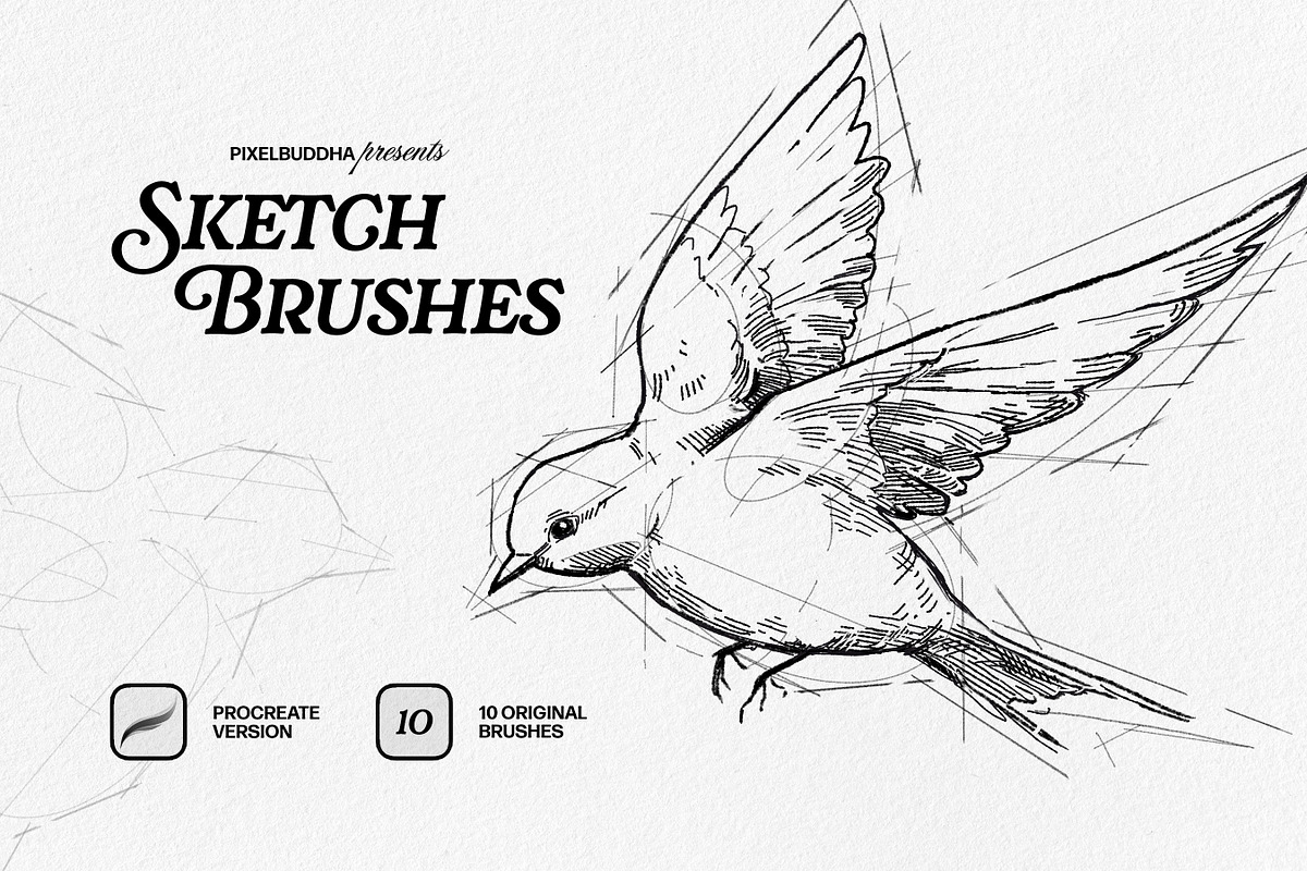 Sketch Brushes for Procreate, a Brush Add-On by pixelbuddha.net (Photo 1 of 5)