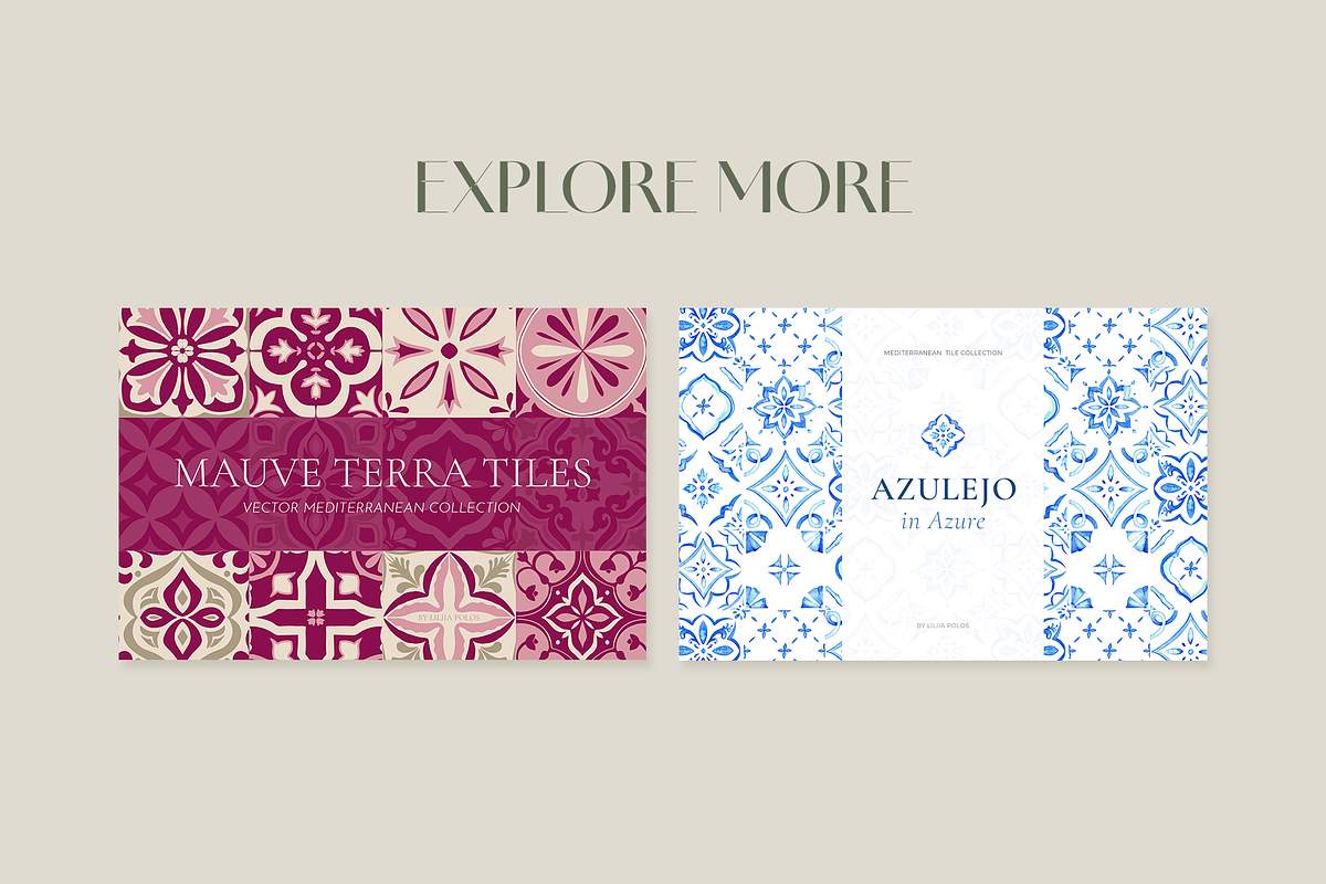 Sage Green Tiles Collection, a Decorative Illustration by Liliia Polos Illustration (Photo 8 of 8)