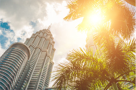 Look below to Petronas Towers in, an Architecture Photo by Elizaveta Galitskaya