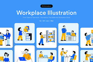 Animated Workplace Illustrations, a Work Illustration by Vectors Market