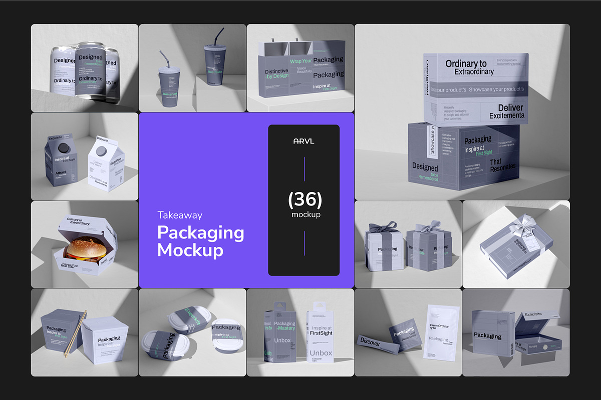 Product Packaging Set Mockup, a Mockup by Arvalamockup (Photo 1 of 12)